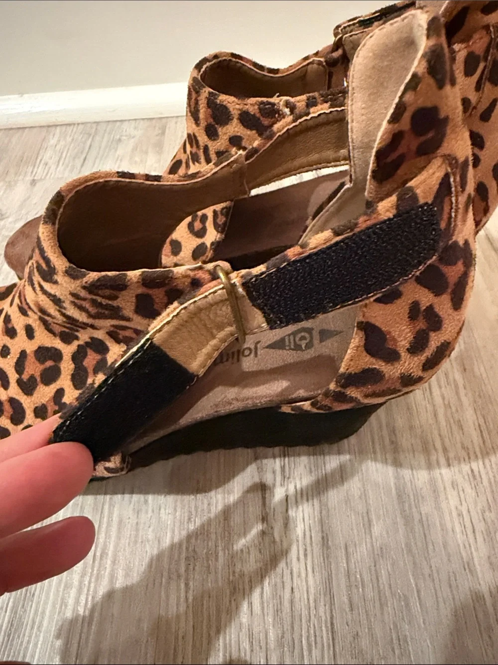Leopard Print Wedge Sandals - Women's Open Toe Heels